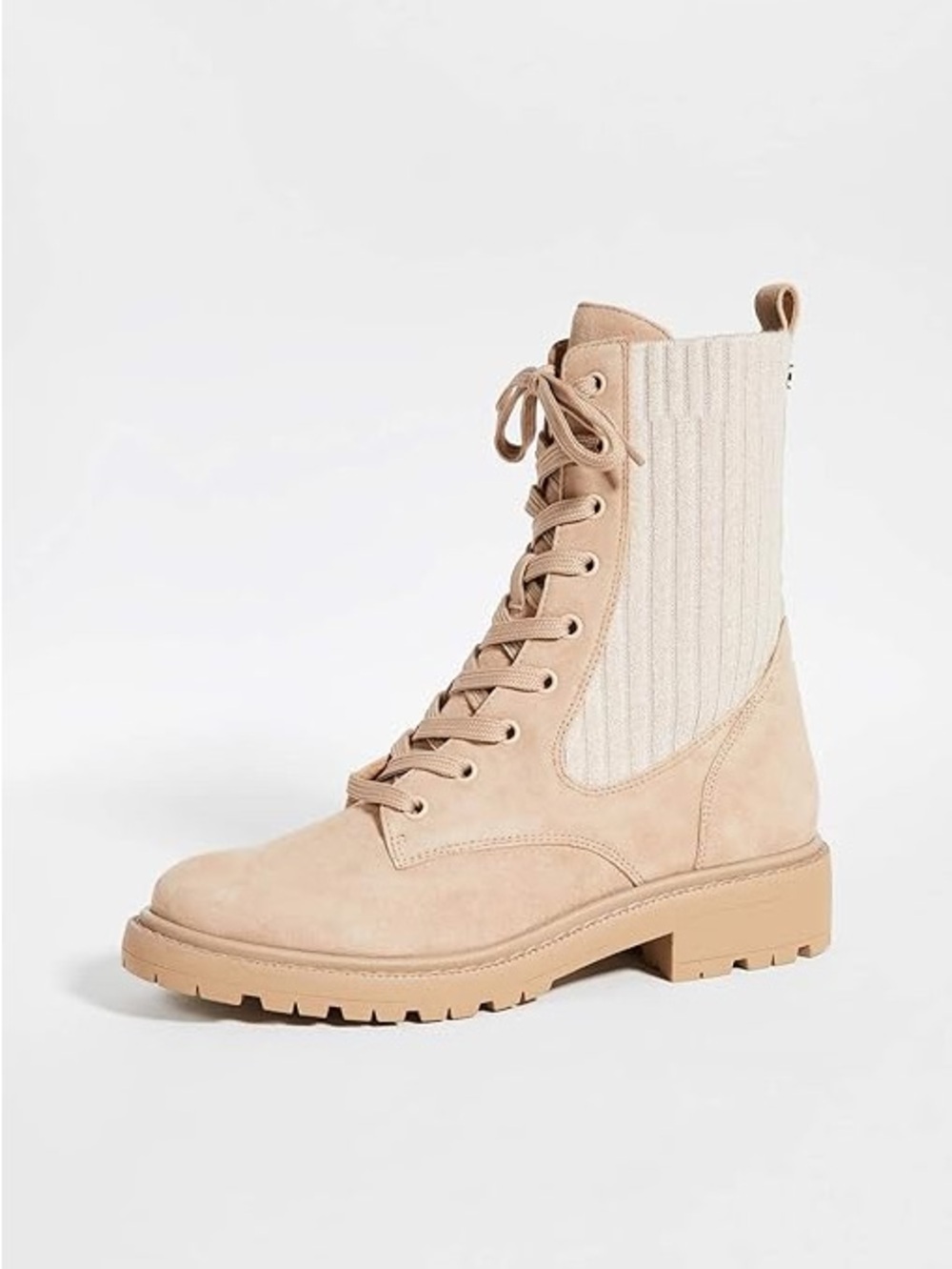 SAM EDELMAN ✘ NEW Lydell Combat Boot Beige Suede Knit Sock Lace Up Size 9 $140